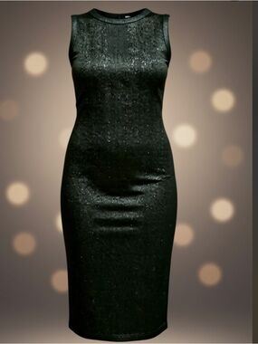 Gun metal metallic shiny bodycon midi dress